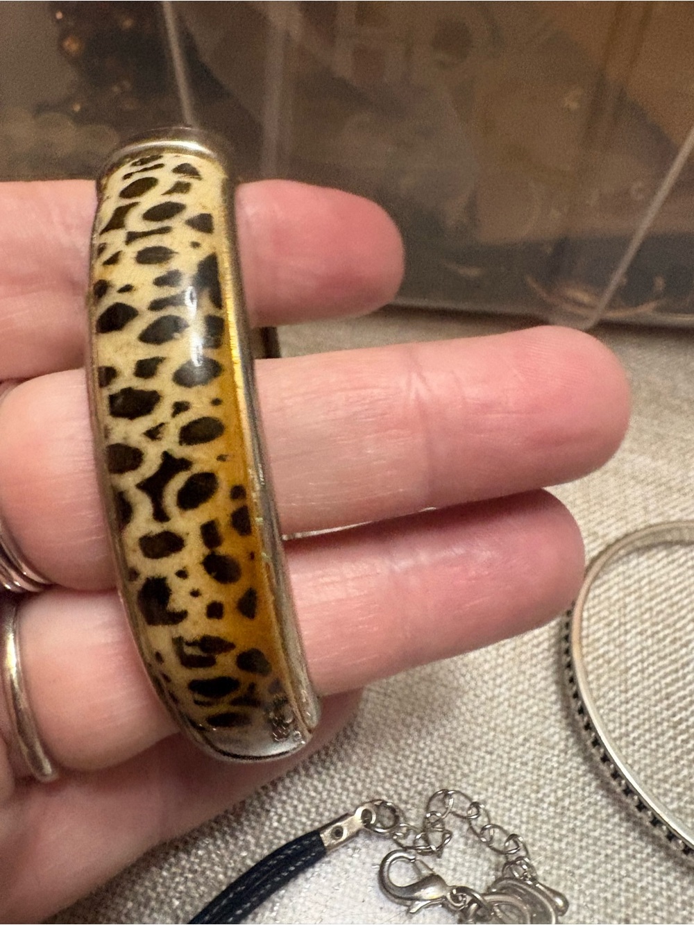 Leather-Effect Brown Leopard Print Bangle Bracelet